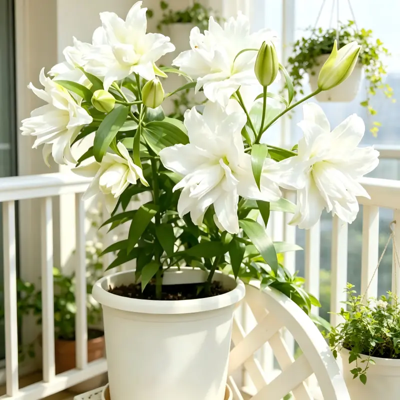 Pure White Double Lily Bulbs, Fragrant Blooms For Patio & Indoor Potted Decor
