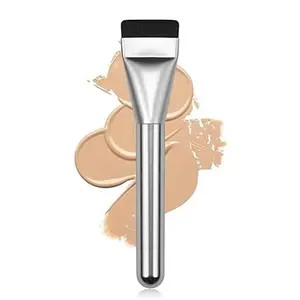 Flat Foundation Brush, Makeup Brush Spatula Facial Brush for Liquid Foundation,Premium Face Makeup Brush for Blending Cream (Silver)
