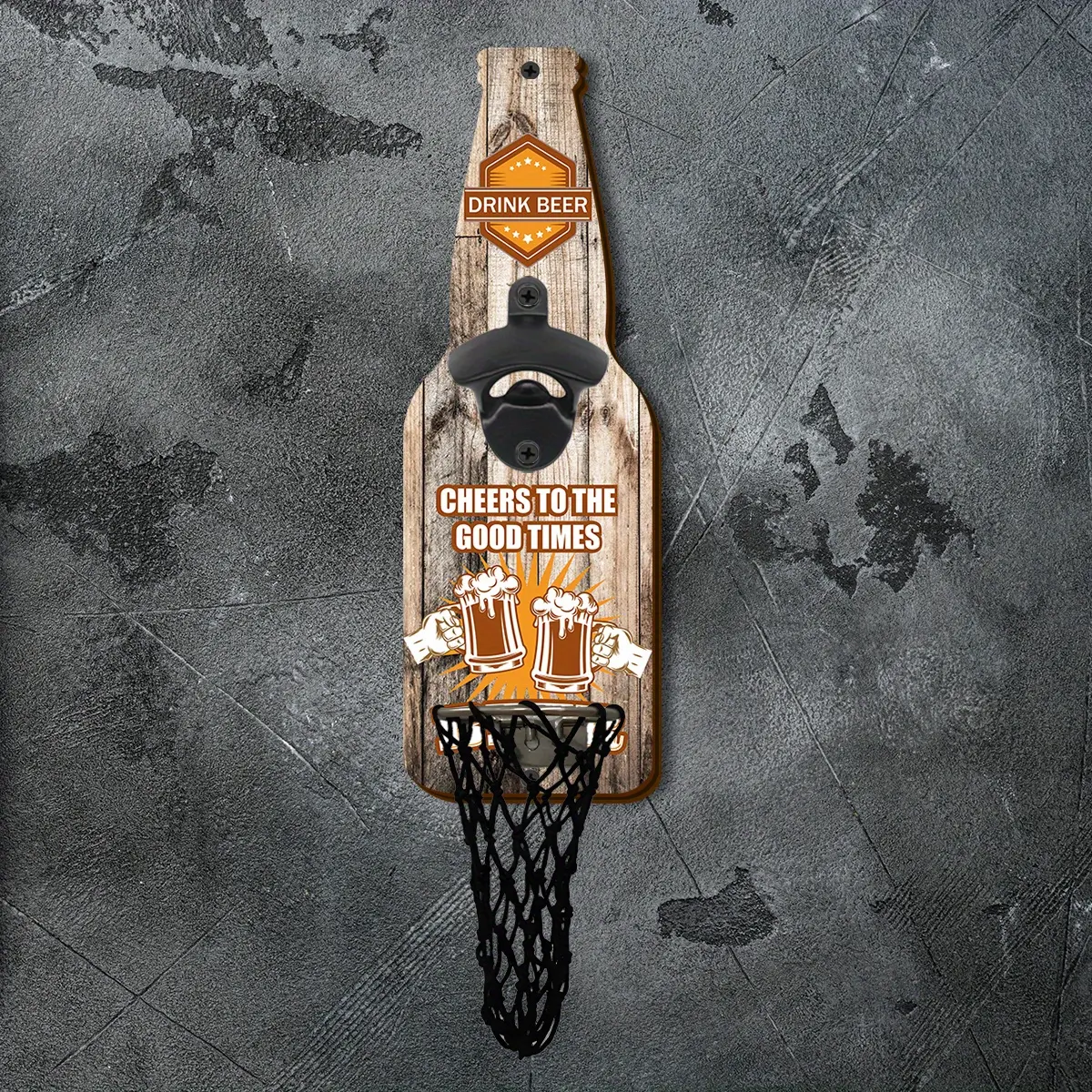 1pc Wall Mounted Wooden Bottle Opener Bartender with Cap Collector, Durable Metal Mechanism, Perfect for Home, Garden, Bar & Outdoor Dining Areas | Ideal Gift for 11 Festive Occasions, Easy Clean Design, Bottle Opener Wall