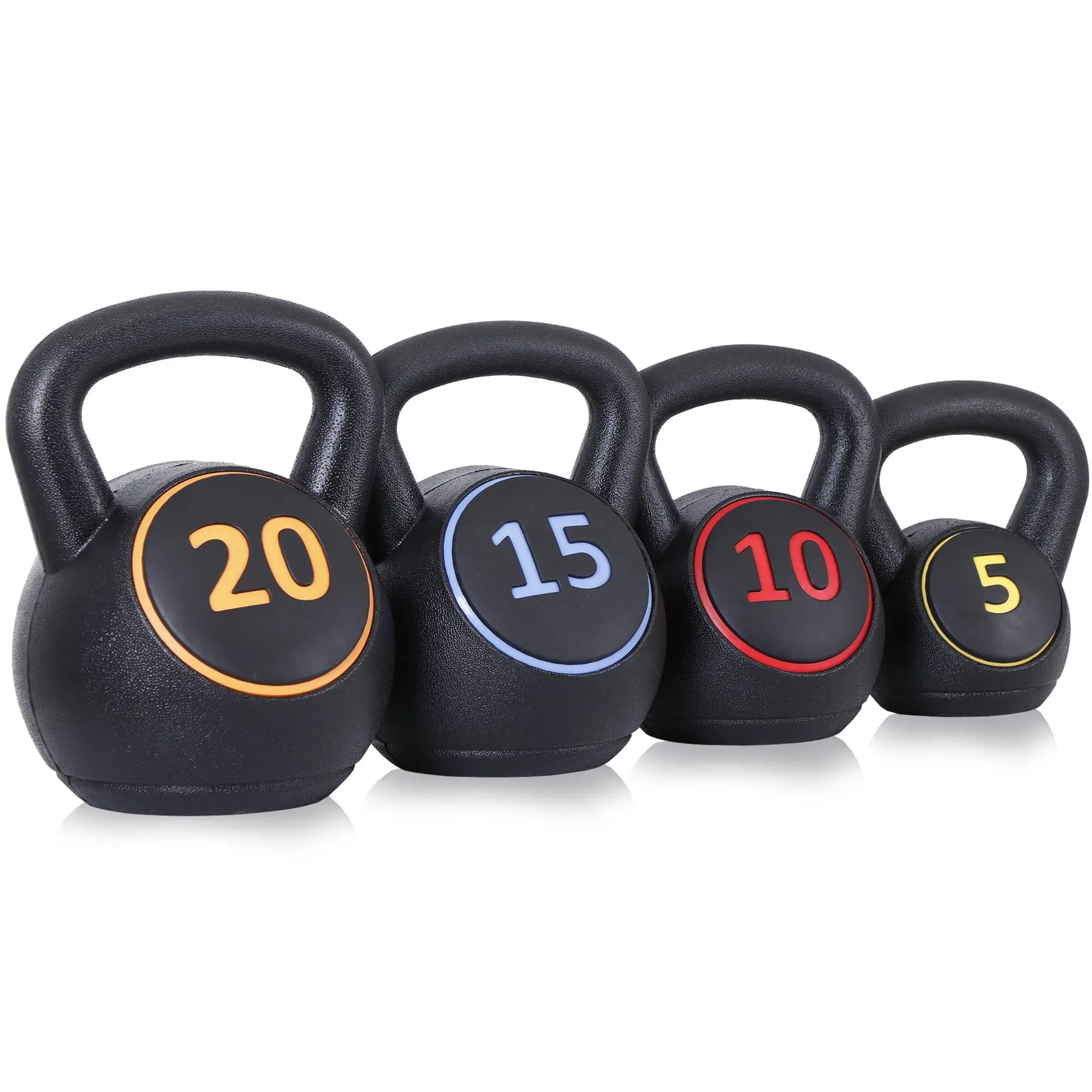 SUPERDEAL 4-Piece Flat Bottom Kettlebells Set - 5,10,15,20lb Weightlifting Equipment, Home Gym System for Weight Training Fitness,summerwins