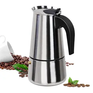 9 Cup Moka Pot Stainless Steel 450ml Italian Espresso Coffee Maker Stovetop Makers Mocha Percolator Greca For Induction Stove Portable Easy Brewing Straight