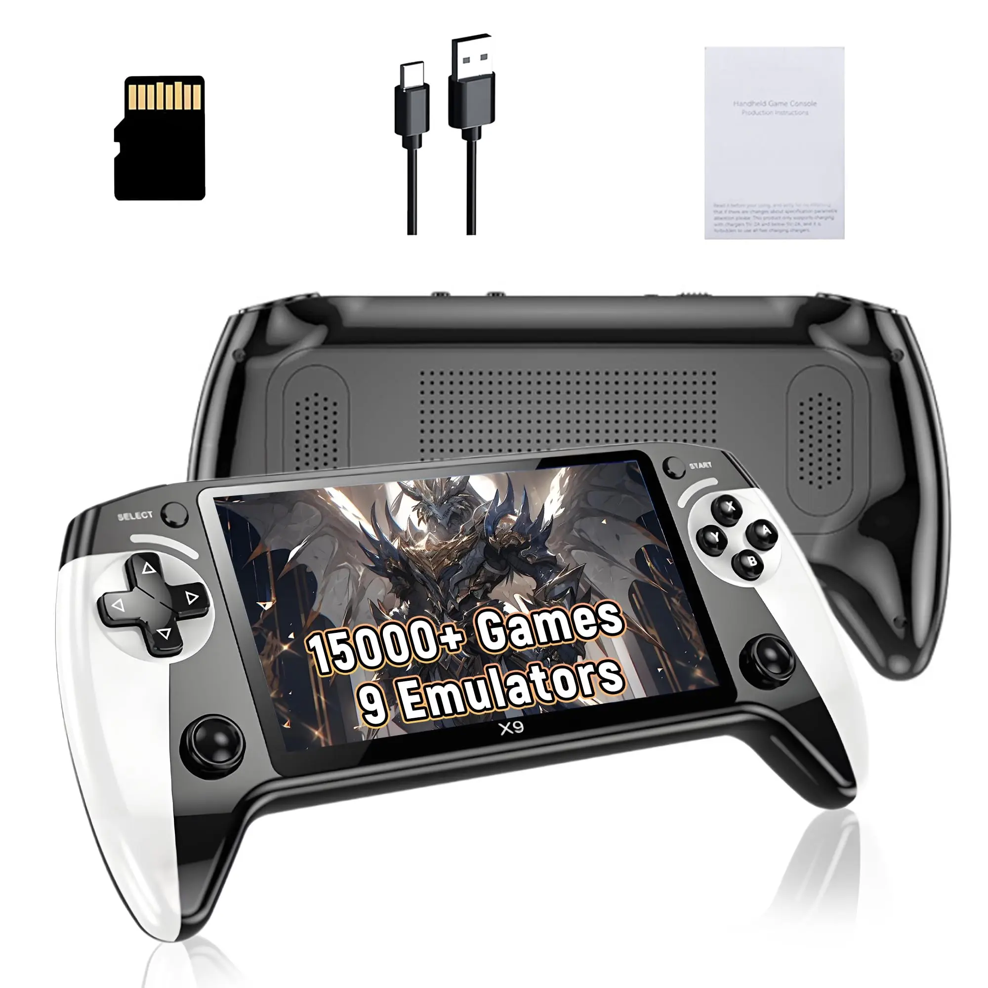 X9 Handheld Game Console, Rechargeable Portable Gaming Machine, 5.5 Inch HD Screen, Retro Arcade with 3500 Games, Home & Travel Use, Portable Gaming System