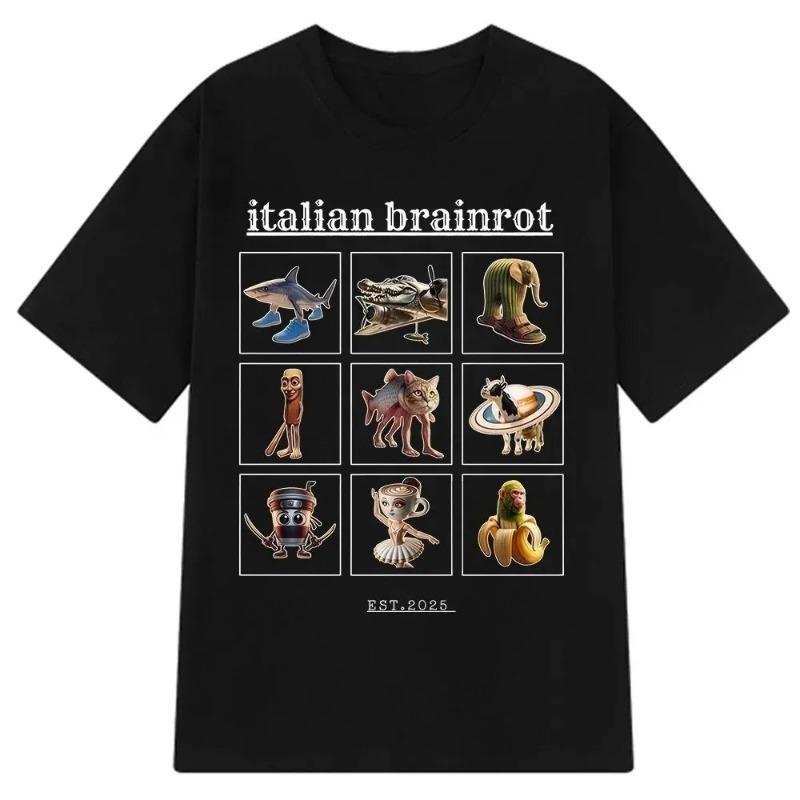 Viral Italian Brainrot Meme Compilation EST.2025 Men's Oversized Graphic T-Shirt | Funny Gen Z Brainrot Meme Bootleg Streetwear Novelty Tee