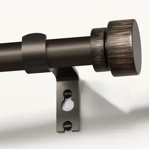 Modern Antique Brown Curtain Rods for Windows 16 to 60 Inches Adjustable Length Heavy Duty 1" Diameter Window Curtain Rod with Finials for Outdoor Farmhouse Bedroom Kitchen Living Room