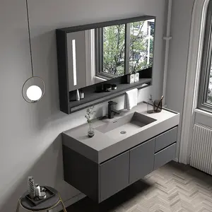 Compact Bathroom Vanity With Sink and Smart Mirror Basin Set