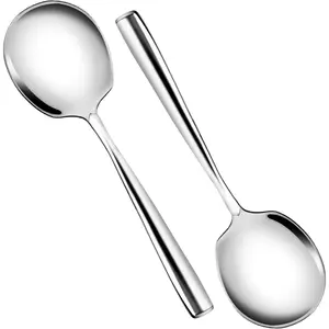 12 Inch 2-Pack Stainless Steel Serving Spoons Set, Catering Serving Utensils for Buffet, Party, Wedding, Restaurant & Home Use, Sliver
