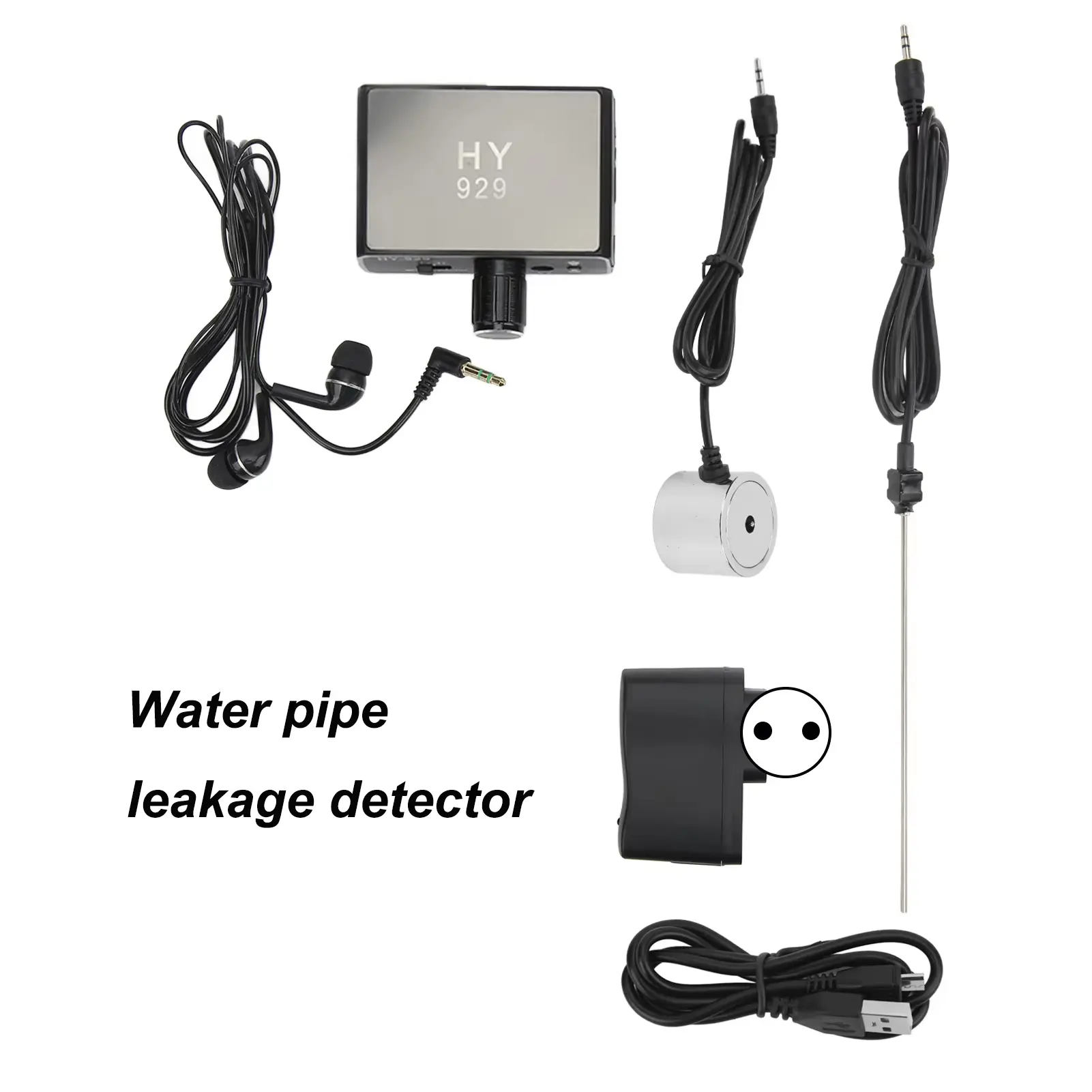 Underground Water Pipe Leakage Detector - USB Plug-In Audio-Based Tool with Enhanced High-Strength Amplifier, Rod Probe, Contact Sensor, Sensor+Headset for Home Repair, DIY Projects (Amplifies Subtle Vibrations, Metal/Plastic Pipes)