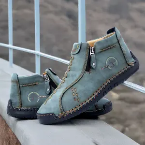 Women Workwear Boots Slip Resistant Durable Leather Outdoor Casual Shoes Boots Fashion Side Zipper Design.