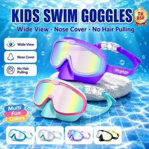 sharkite 2 PCS Kids Swimming Goggles 3-8/8-15 Years Anti-fog UV Wide Field of View Waterproof Leak Proof Boys and Girls Swimming Goggles