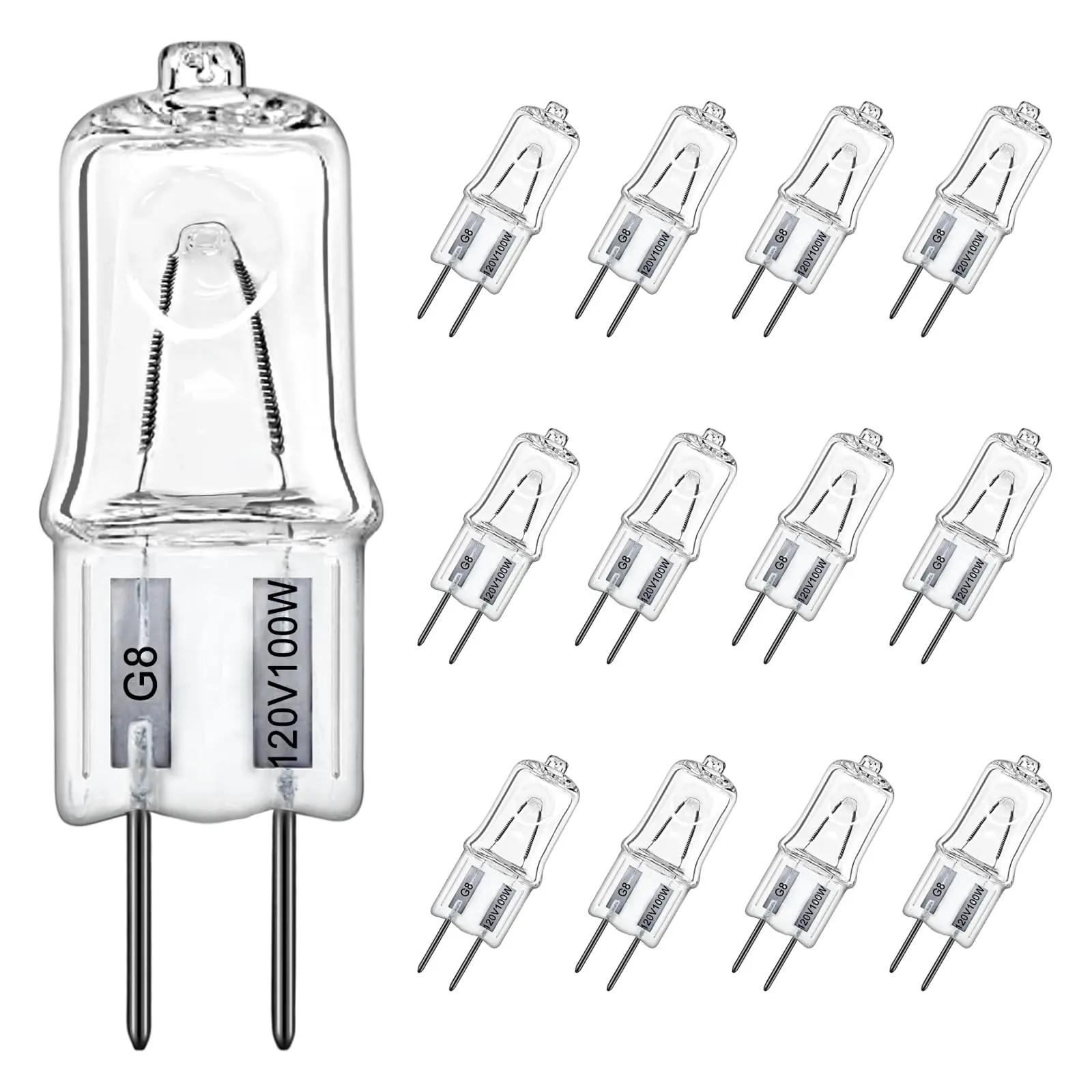 24 Pack G8 Halogen Bulbs,120v 100w Bulb Mini Spotlight Bulbs 2 Pin Clear Capsule Lamp Bulb,Dimmable 2700K Warm White Light Bulbs