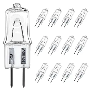 24 Pack G8 Halogen Bulbs,120v 100w Bulb Mini Spotlight Bulbs 2 Pin Clear Capsule Lamp Bulb,Dimmable 2700K Warm White Light Bulbs