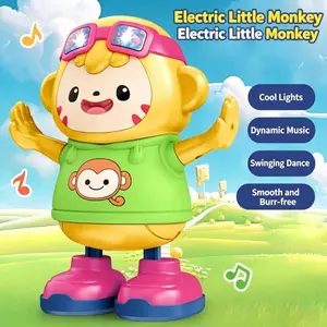 Educational Toy Sensory Small Monkey Music Light, Musical Light Up, Electric Dance Simulation, Left Right Swing, Plastic Cartoon Animal