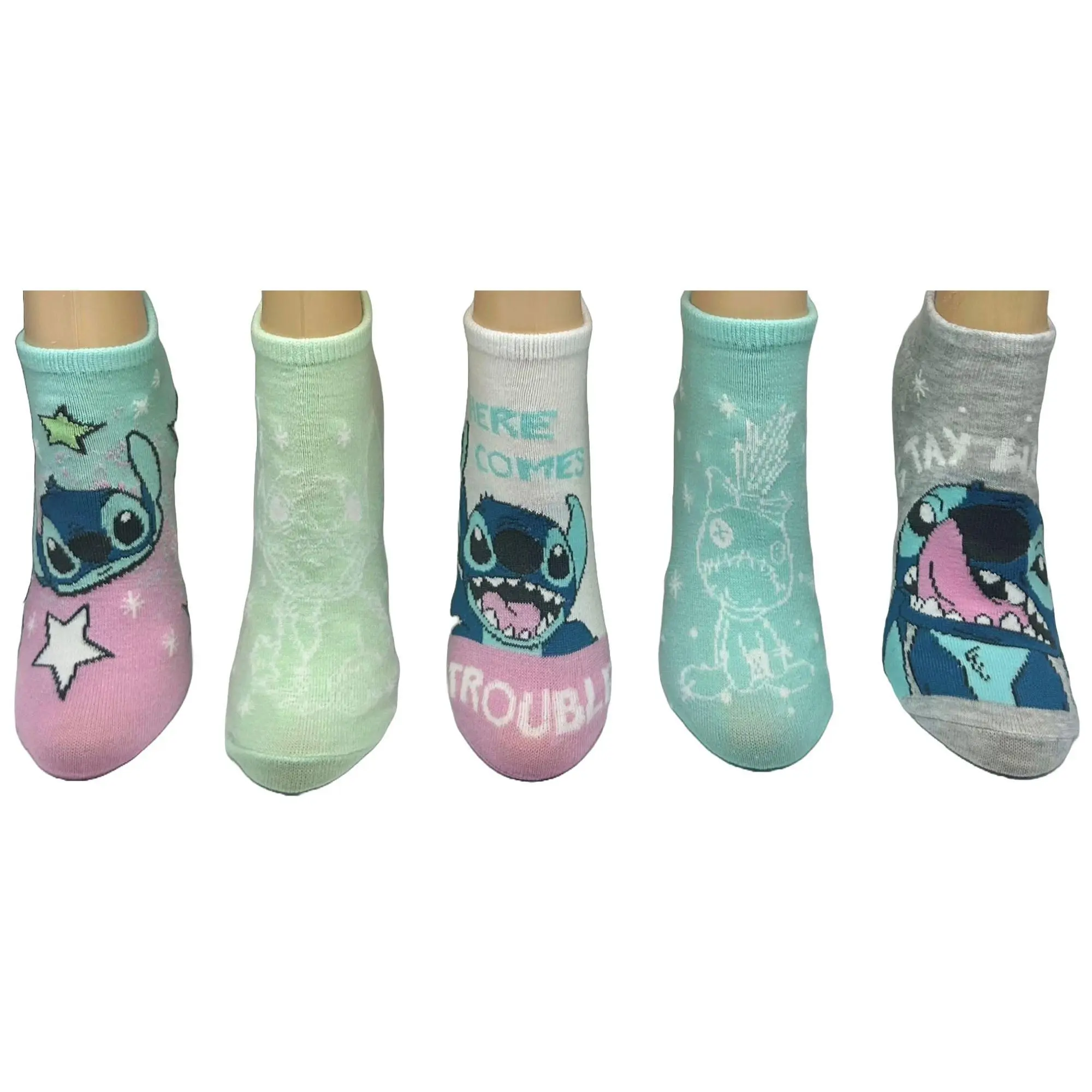 Disney Ladies' Lilo & Stitch No-Show Sock Set -5 Pair