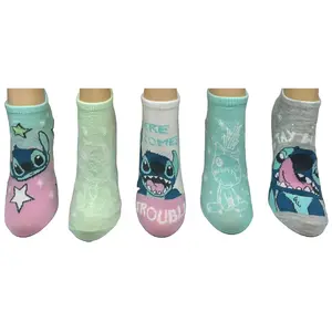 Disney Ladies' Lilo & Stitch No-Show Sock Set -5 Pair