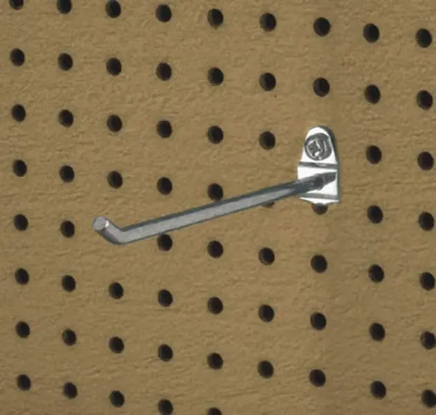 Triton Products 71813 Zinc Plated Steel Pegboard Hook, 8 In. Single Rod, 30° Bend, .25 In. Dia., for DuraBoard, 5 Pack with Innovative Double Locking System for Heavy & Odd-Shaped Items, 30 Degree Bend