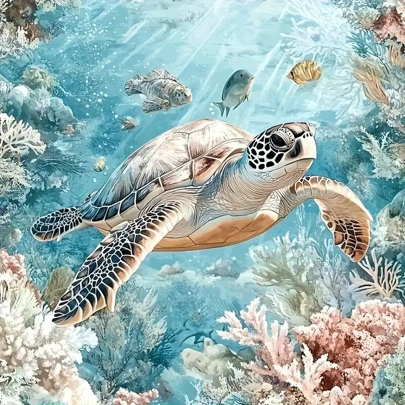 DIY 5D Diamond Painting Kit Turtle Theme Full Drill Mosaic Craft, Home Wall Decor Gift, Handmade Gifts, Perfect for DIY Crafts and Art Projects, Diamond Art Tools