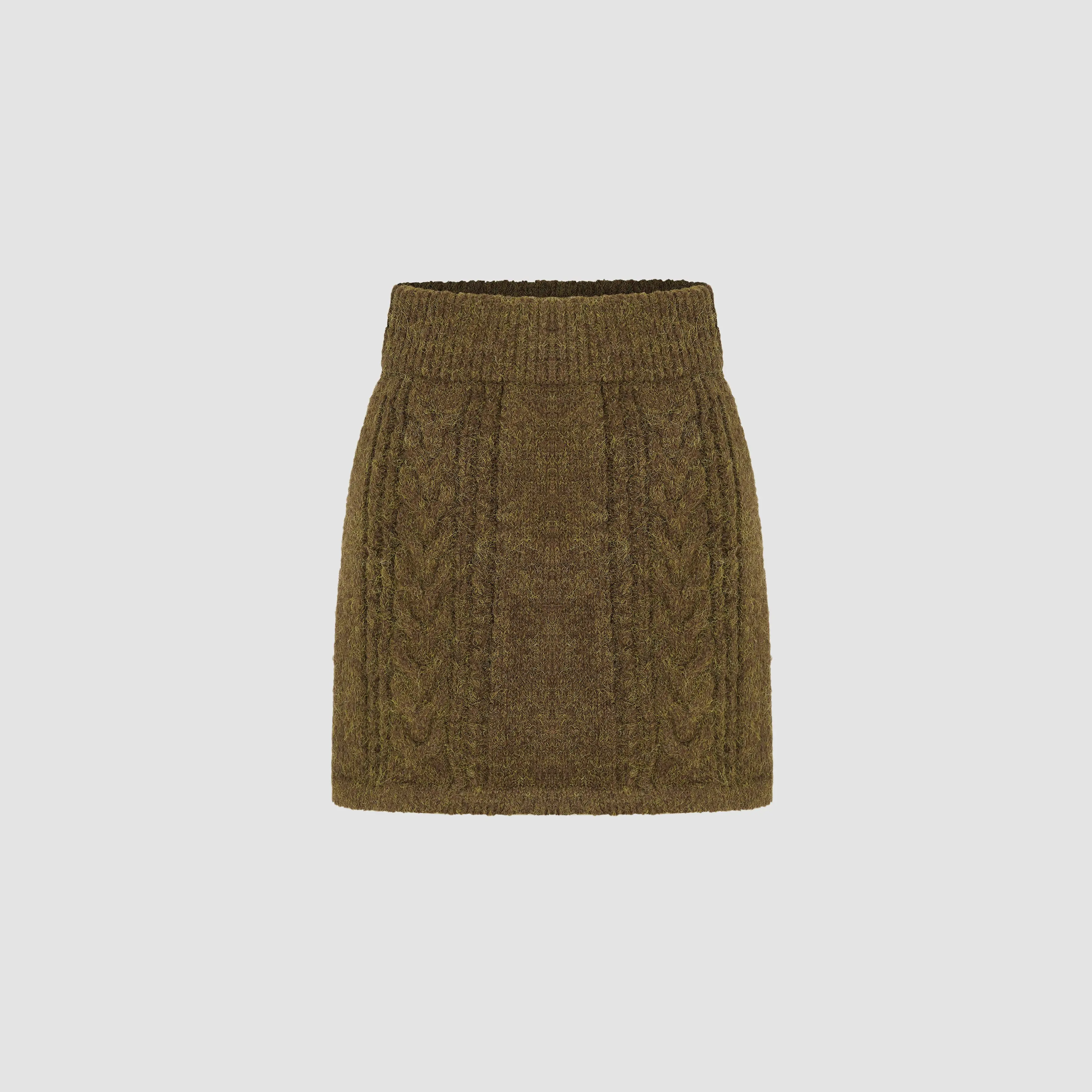Cider [size 2-26] Wool-blend Cable Knit Solid Mini Skirt