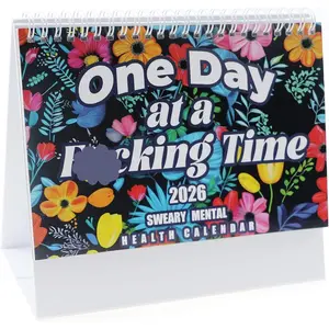 2026 Mental  Desk Calendar Sweary Mental  Calendar 12 Months Desk Calendar for  Office Funny Swear Gag White Elephant