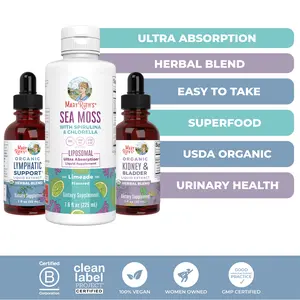 MaryRuth's Kidney, Lymphatic, & Sea Moss Support Bundle - Kidney & Bladder Liquid Drops 1 oz – Lymphatic Support Drops 1 oz – Sea Moss + Spirulina and Chlorella Liposomal 7.6 oz