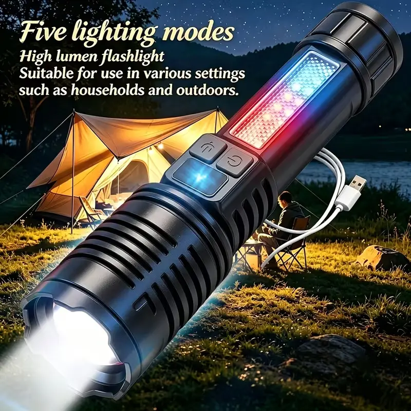 Ultra-long-lasting Powerful Flashlight, COD Side Lamp with 5 Adjustable Modes, Can Also Be Used for Outdoor Cycling And Exploration As A Lighting Tool. It's A Gift for Men