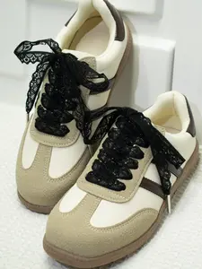 Lace Shoelaces, White and Black Cute Casual Flat Shoes Accessories for Women's Sneakers, Fashionable Shoes Accessories for Daily Wear