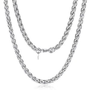 【FathersDayGift】PROSTEEL Wheat Chain Necklace Stainless Steel Width 3mm/6mm Length 18-30 inches Pendant Accessories Unisex For Men Women Black Friday with Gift Box Summervibe