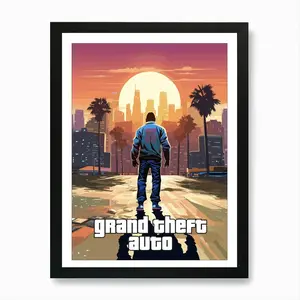 Grand Theft Auto Gaming Poster, GTA Inspired Retro Wall Art, Video Game Decor for Room Setup, Gift for Gamer Boyfriend