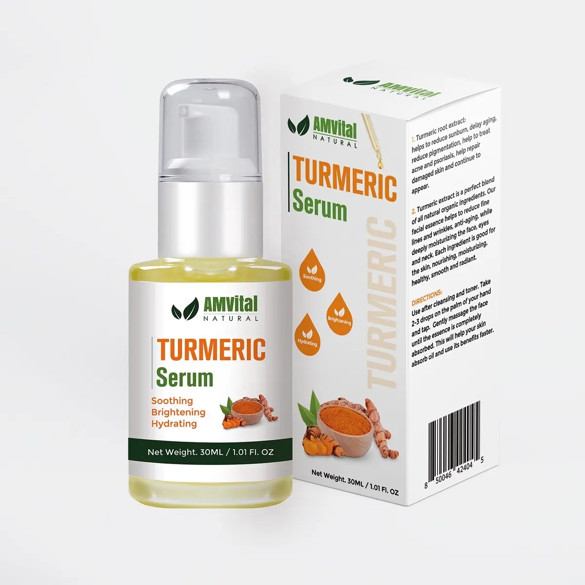 AMVital Turmeric Serum, Dark Spot Remover and Radiance Booster for Face, Lightweight Moisturizer for Hydrating Dry Skin