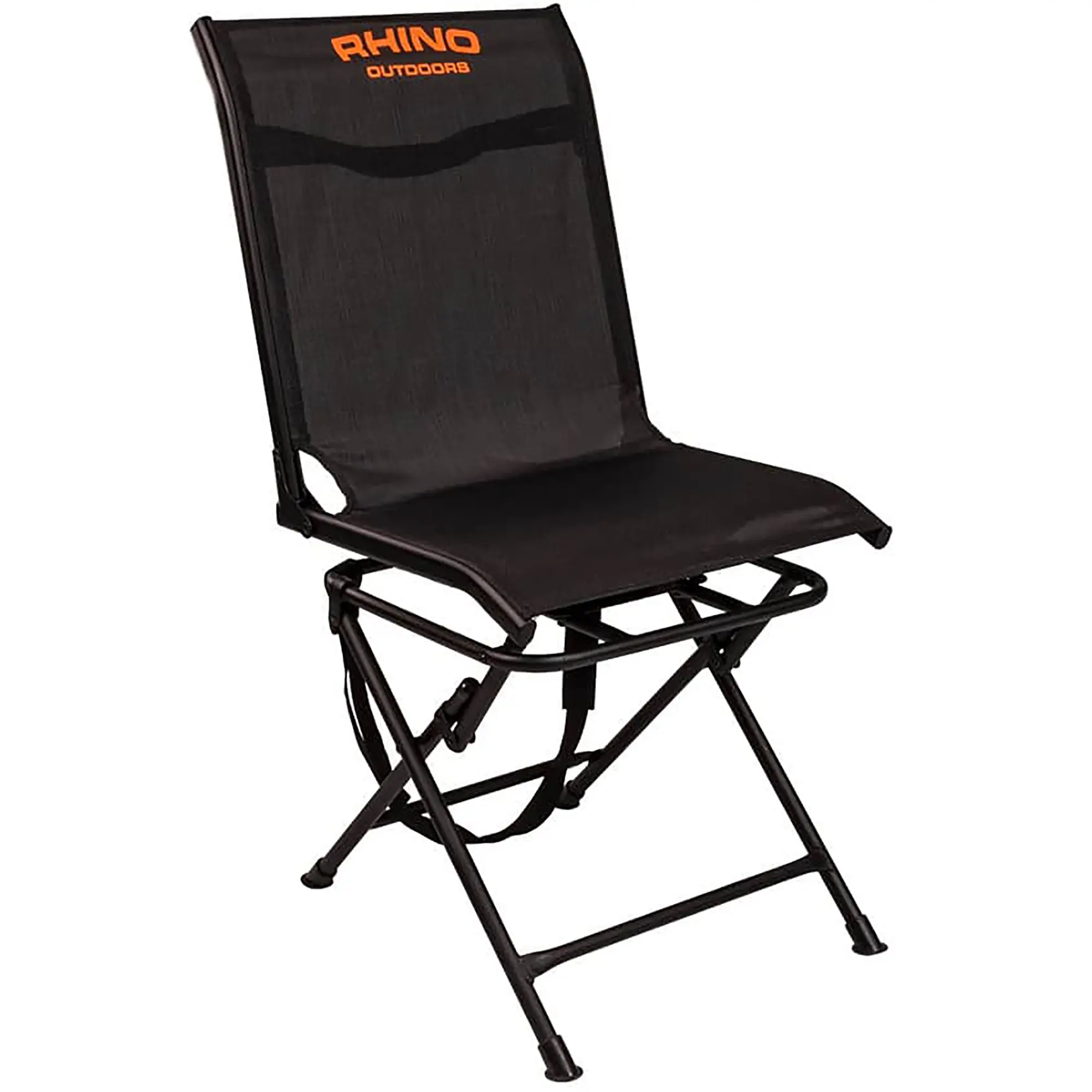 Rhino Texteline Swivel Folding Hunting Chair - Black, Portable Swivel Seat Hunting Chair for Hunters, Camping Outdoor Sports Leisure Equipment with Strap