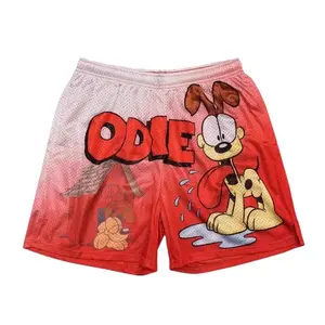 Odie Retro Garfield Shorts Red Men's Full Print Mesh Shorts With Four Pockets
