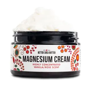 Vanilla Rose Magnesium Cream for Better Sleep and Sore Muscles, Calming Daily Moisturizing Cream with Organic Ingredients including Shea Butter, Mango Butter and Apricot Oil