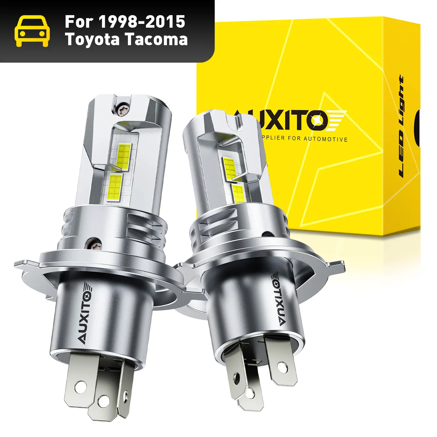 AUXITO 1998-2015 Toyota Tacoma-H4/9003 High & Low Beam LED Headlight Bulbs, 6500K Cool White /3000K Amber Yellow Super Bright, 40000LM,Plug N Play, Long Lifespan, No Flicker,Pack of 2