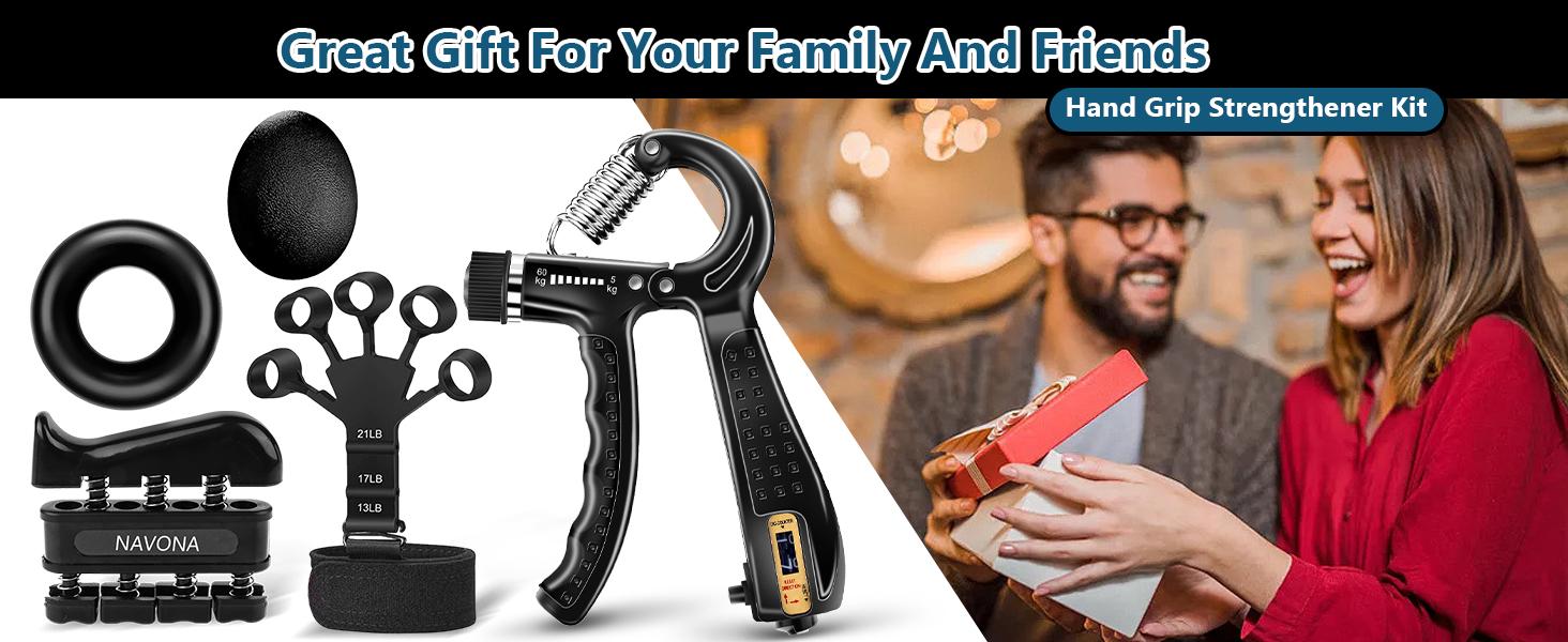 5 PCS Grip Strength Trainer Kit, Hand Gripper Strengthener, Forearm Strengthener, Finger Strengthener, Finger Exerciser, Stress Relief Ball, Forearm Workout Ring for Muscle Building and Injury Recover