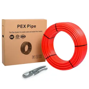 1/2" PEX-B Pipe 500ft Length Red Color with Oxygen Barrier (EVOH), NSF Certified for Potable Water and Heating Applications