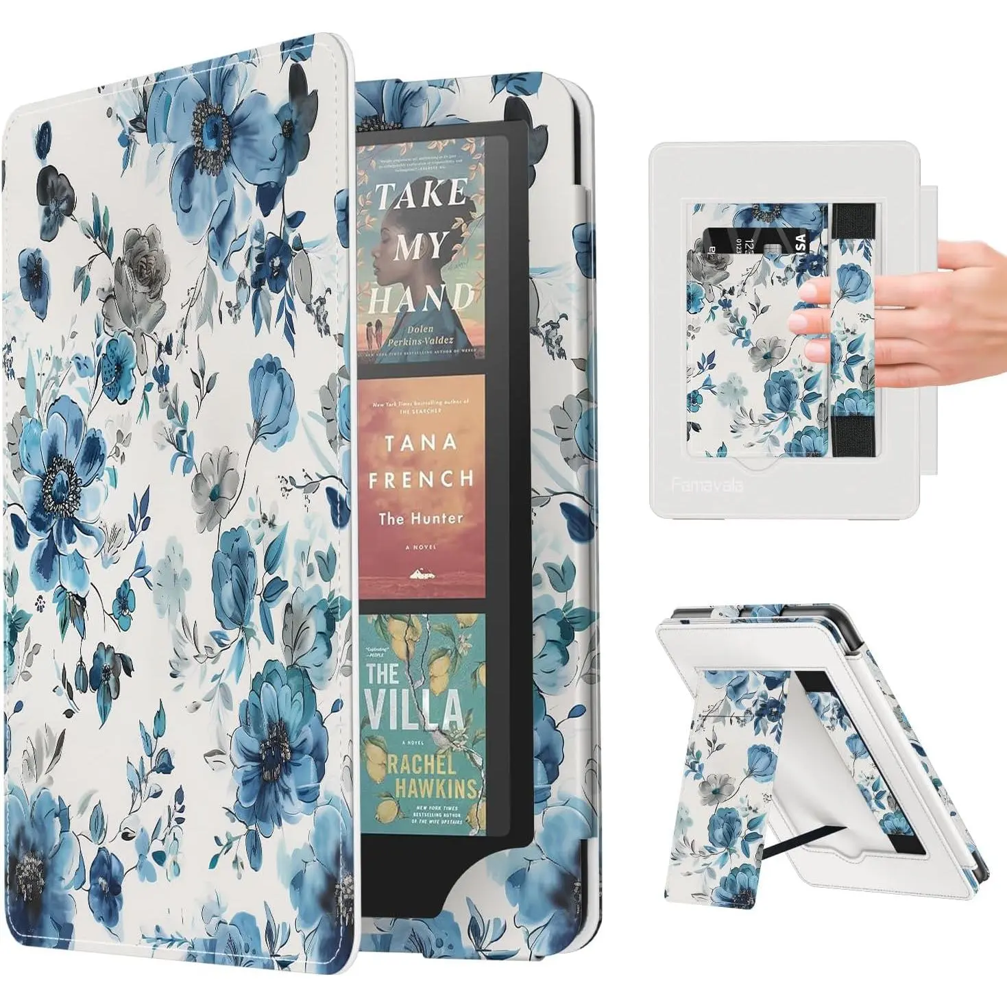 Case Cover for 7"/6.8" Kindle Paperwhite Signature Edition (12th/11th Generation, 2024/2021 Release) and Kindle Colorsoft Signature Edition 1st Gen (Blue Floral)