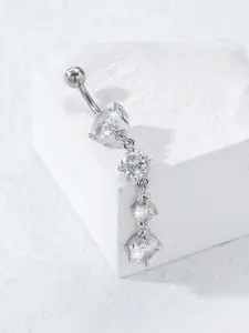 Women's Elegant Rhinestone Decorated Belly Ring, Belly Button Rings, Belly Piercing Jewelry, Body Jewelry, Body Piercings, Fashion Jewelry for Party, Daily Clothing Decor, Trendy All-match & Exquisite Jewelry for Birthday Gift