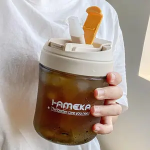 Water Bottle with Straw, 1 Count 550ml Portable Leak Proof Drinkware for Home & Office, Durable Cute Water Bottle for Music Festival, Reusable Water Bottles