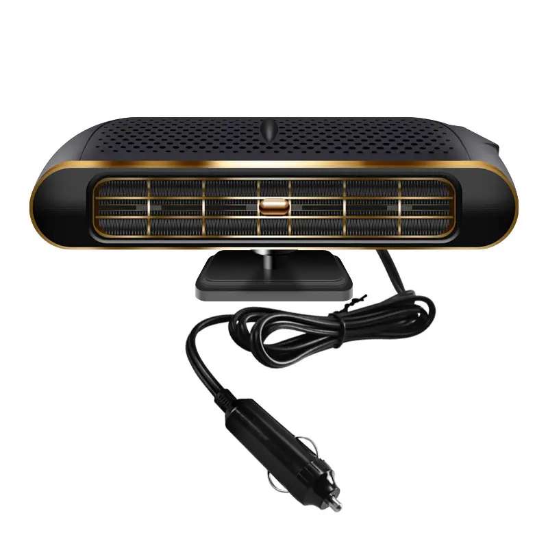 New High Power Car Heater 12V 120W Smart Vehicle Heater for Winter Defrost Defog Black Gold & Silver 17x9.5x7.5cm 1.25m Cord Double-Sided Tape Fixing