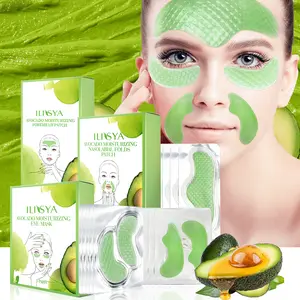 ILISYA Avocado Facial Care Set, eye Patch/Law Patch/Forehead patch, collagen material, containing niacinamide and shea butter extract, firm and nourish dry skin, deeply hydrating and moisturizing, good for men and women