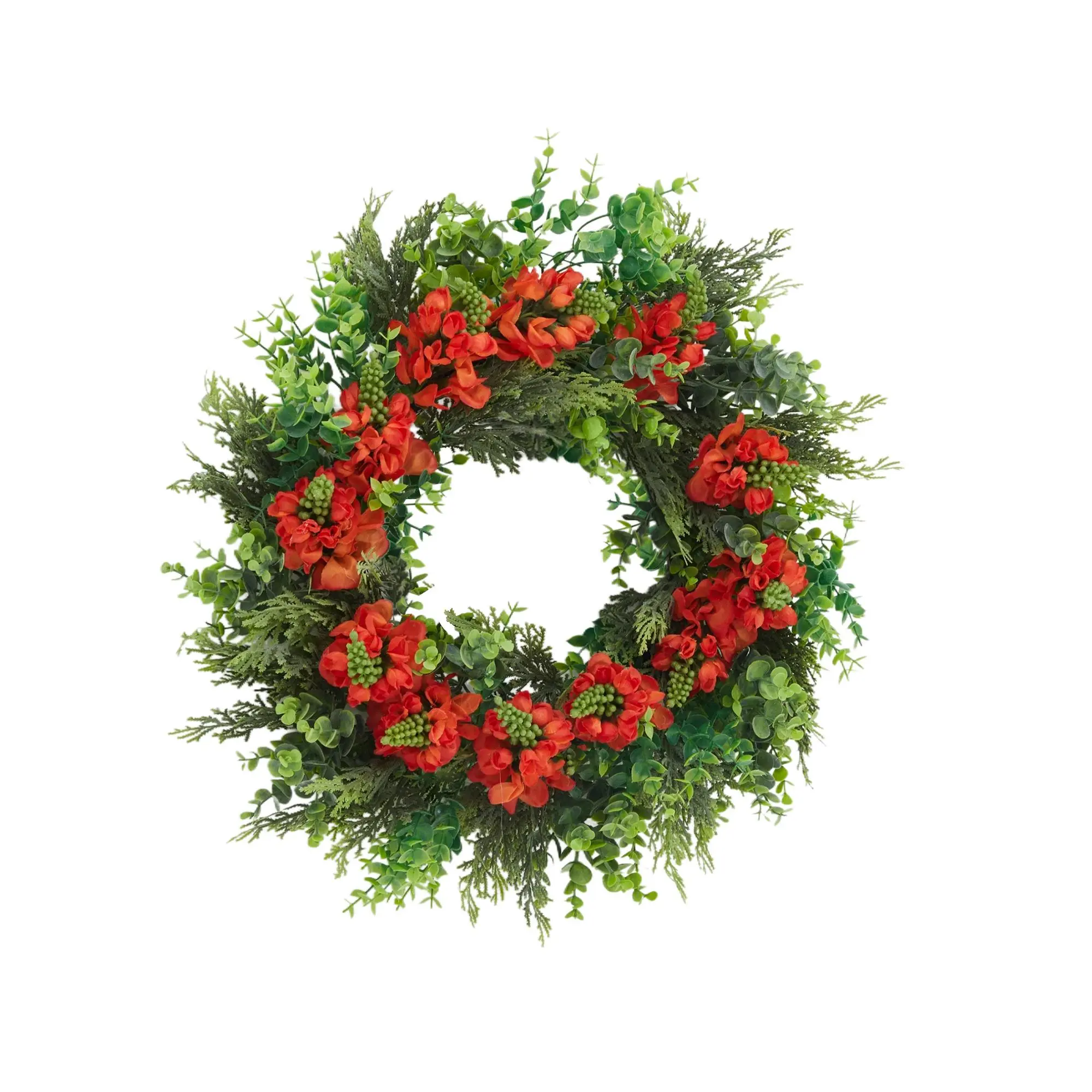 Gaomon 20-in Round Colorful Synthetic Dragon Beard Flower Wreath - Sturdy Mountable Floral Leaf Wall Hanging, Low-Maintenance Modern Farmhouse Rustic Everyday Decoration for All Seasons Indoor/Outdoor Front Door