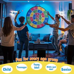 29 Inch Large Teen Dart Board Set with 12 Colorful Sticky Darts, Indoor Outdoor Entertainment, Hand-Eye Coordination, Foldable Portable Gift, Darts Sets