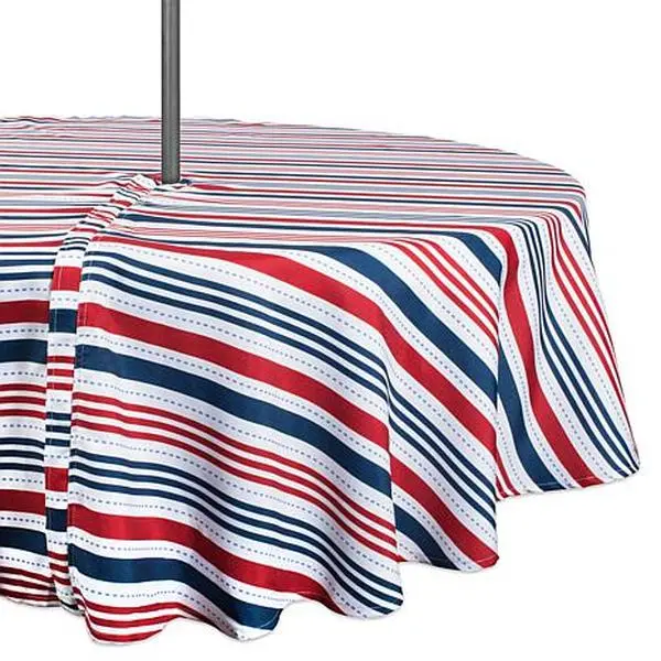 Design Imports 60" Patriotic Stripe Round Outdoor Tablecloth w/Zipper Design Imports 60" Patriotic Stripe Round Outdoor Tablecloth w/Zipper