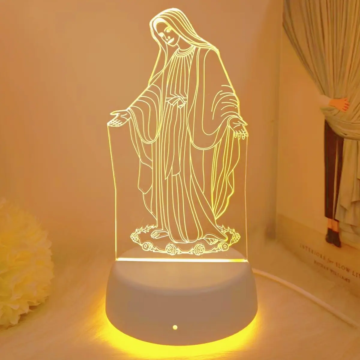 Modern Geometric 3D Illusion Night Light, USB Powered Warm Glow, Tabletop & Bedroom Decor, Space Theme Energy-Saving Lamp, Decorative Lights, Atmosphere Lighting, Atmosphere Night Light