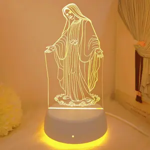 Modern Geometric 3D Illusion Night Light, USB Powered Warm Glow, Tabletop & Bedroom Decor, Space Theme Energy-Saving Lamp, Decorative Lights, Atmosphere Night Light