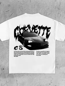 Corvette C5 T-Shirt, Vintage Car Print Tee, Y2K Street Style, Chevrolet Racing Theme, Soft Classic Cotton, Casual Short Sleeve