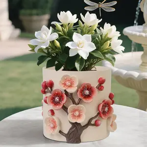 Flower Petals Plant Pots - Cute Planters for Indoor Plants, Decorative Plant Pots with Drainage, Funny Unique Planter for Succulents/Snake Plants/Cactus - Retirement Gift for Woman