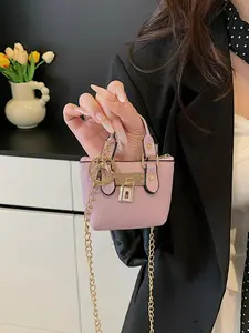 CYX New Handheld Small Square Bag, Fashion Rhombic Chain Bag, Metal Chain Decor Elegant Shoulder Crossbody Bag, Perfect Daily Use Choice, Stylish Square Bag