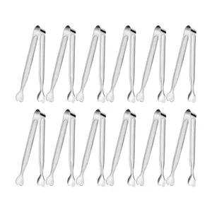 12-Pack Stainless Steel Sugar Tongs – 5.3" Small Serving Tongs for Appetizers, Desserts, Tea Parties, Buffets, and Ice Buckets