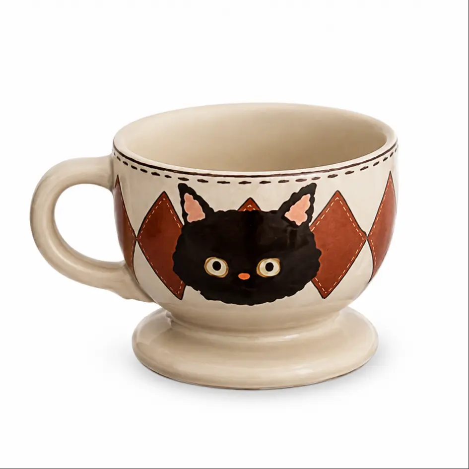 Luxury Cat Ceramic Cup | Handcrafted Coffee Mug