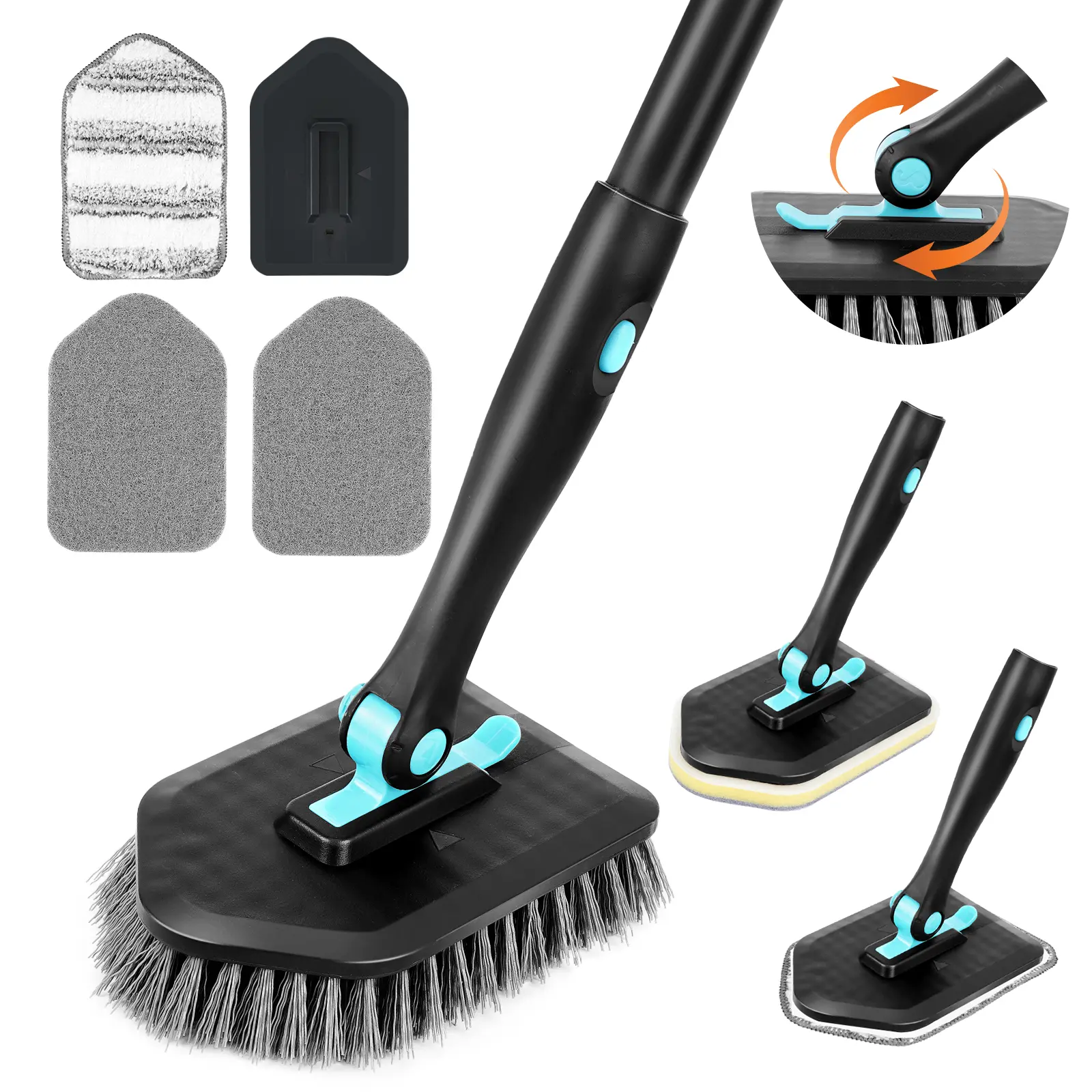 Keepow 3-in-1 Rotatable 180-Degree Long Handle Cleaning Brush, Multifunctional Household Tool for Bathroom Floor, Toilet Corners